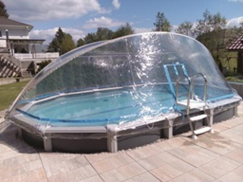 Preview: Cabrio Dom für Stahlwandpool oval mit breiten Handlauf